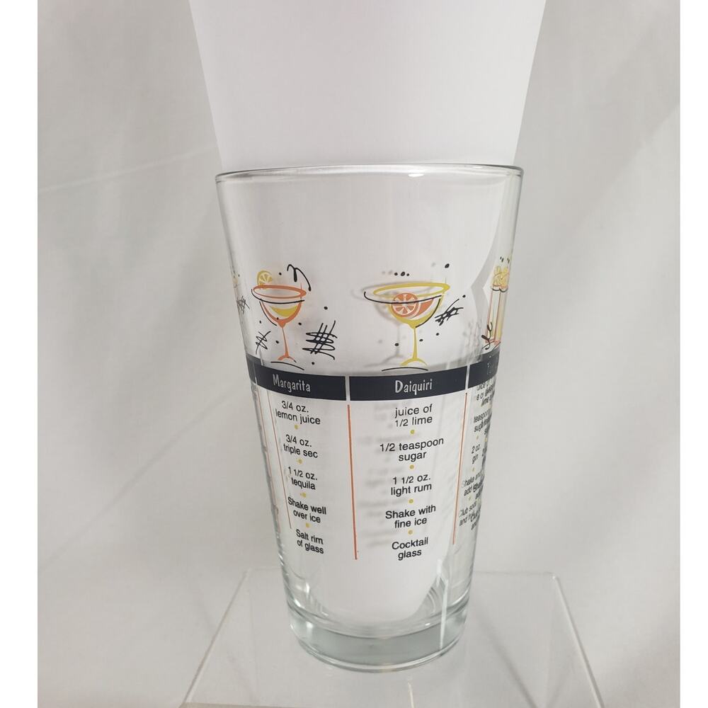 Vintage MCM Libbey Cocktail Mixing Glass Shaker Recipes Kitschy